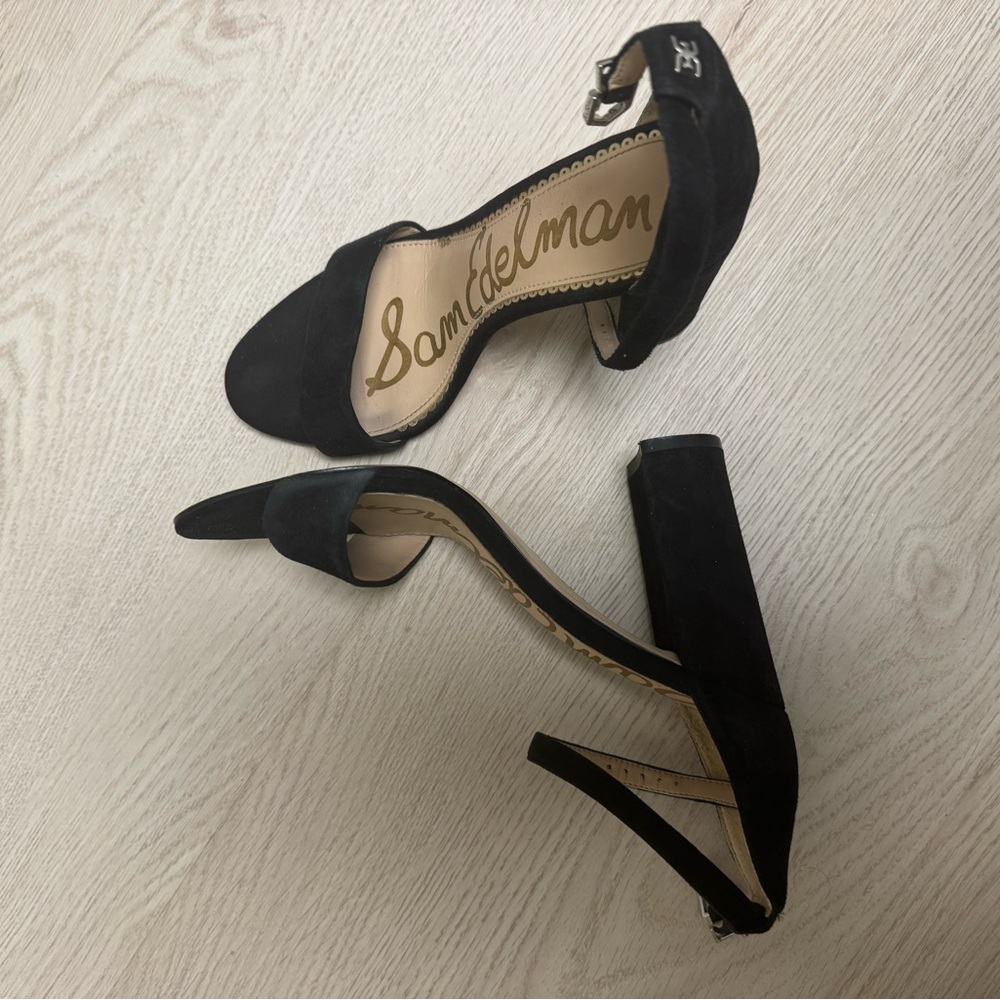 Sam Edelman Black Suede Block Heeled Sandals